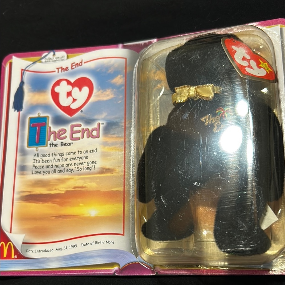 Ty The End Beanie Baby with Gold Bow